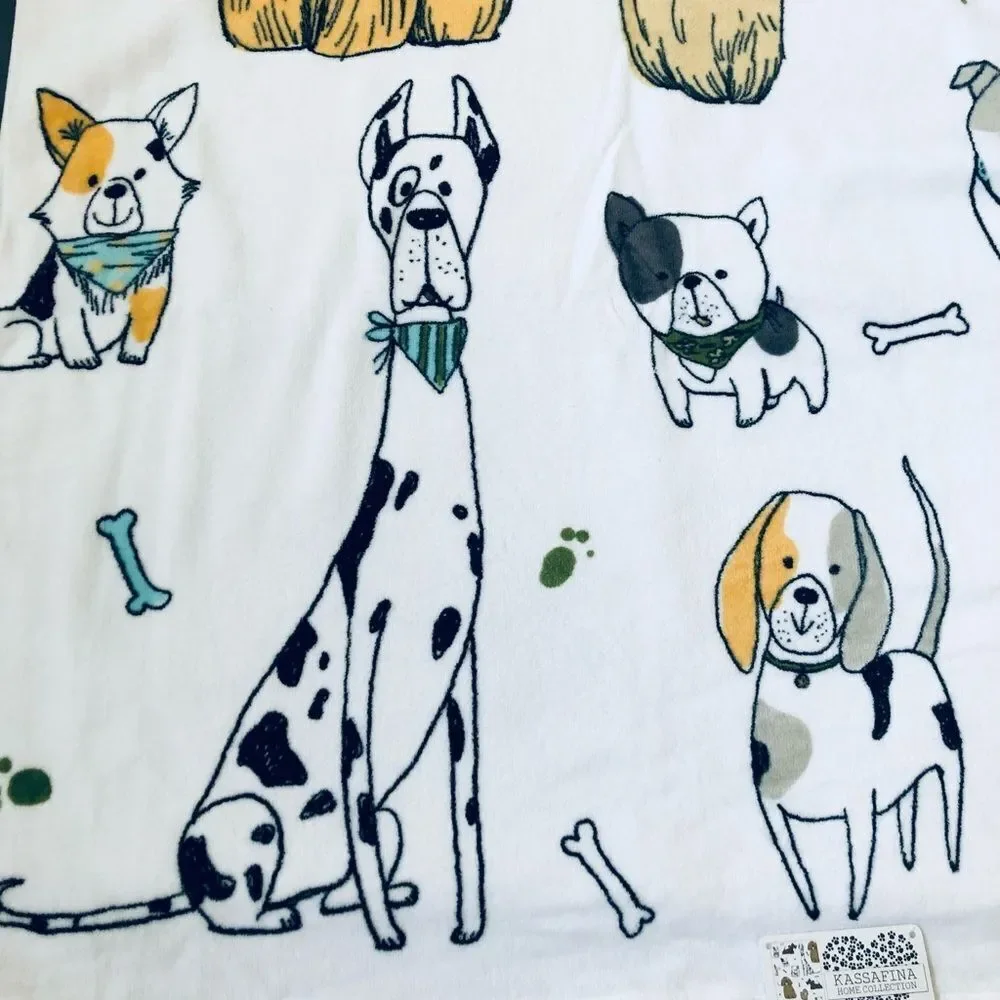Whimsical Dog Cartoon Print 3-pc Bath Towels Set